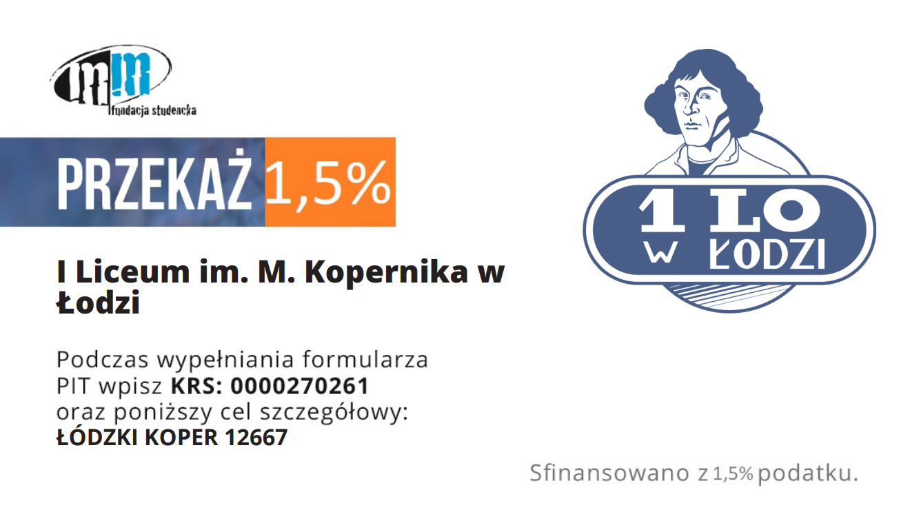 1,5% podatku dla 1LO w Łodzi